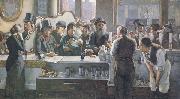 john henry henshall,RWS Behind the Bar (mk46) oil painting artist